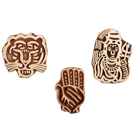 Set of 3 Piece New Mix Wooden Printing Block